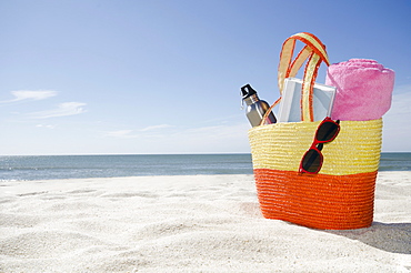 Beach bag with accessories, USA, Massachusetts, Nantucket 