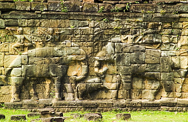 Terrace of the Elephants at ancient Temple Angkor Thom Angkor Wat Cambodia Khmer