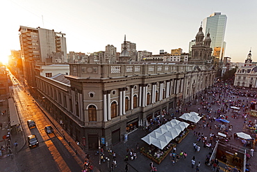 Elevated view of Plaza Mayor, Santiago, Chile