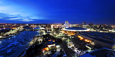 Elevated cityscape at night, Wichita, Kansas