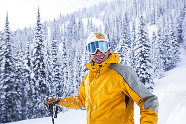 Portrait of male skier, USA, Montana, Whitefish