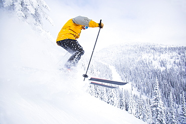 Man skiing, USA, Montana, Whitefish