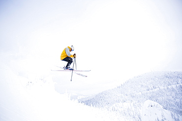 Man skiing, USA, Montana, Whitefish