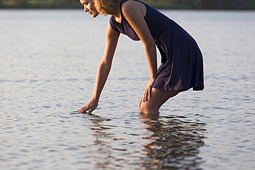 Beautiful woman in lake