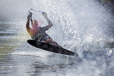 Man waterskiing, USA, Montana,Whitefish, Whitefish Lake 