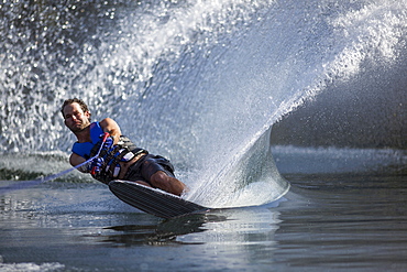 Man waterskiing, USA, Montana,Whitefish, Whitefish Lake 