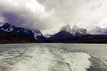 Scenic view of mountain range at sunrise, Chile