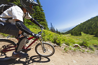 Man mountain biking, USA, Montana, Whitefish