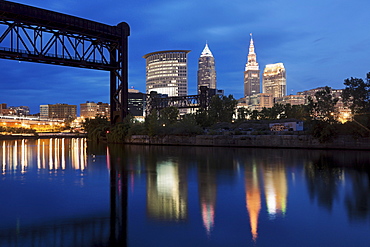 City skyline at dusk, Cleveland, Ohio