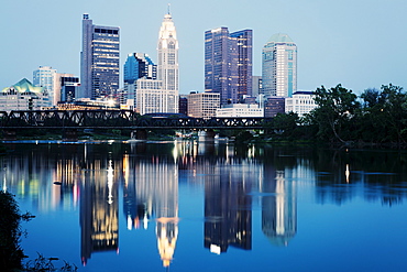 City skyline at dusk, Cleveland, Ohio