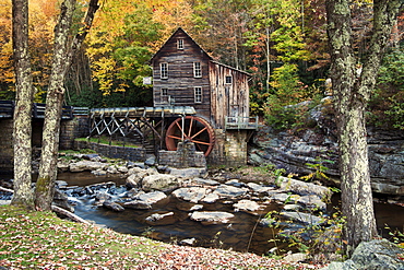 Mill on creek in forest, Babcock State Park, West Virginia