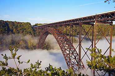 Bridge in fog, Babcock State Park, West Virginia