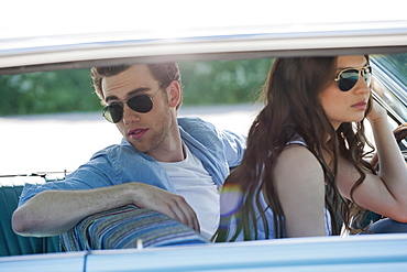 Couple in vintage car, Netherlands, Tilburg