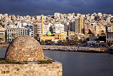 Sidon Sea Castle with city panorama