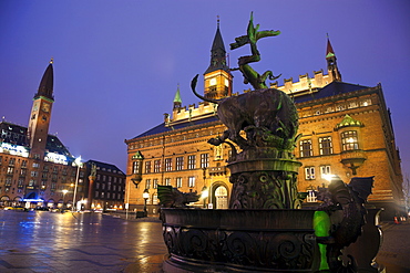 Copenhagen City Hall at dusk