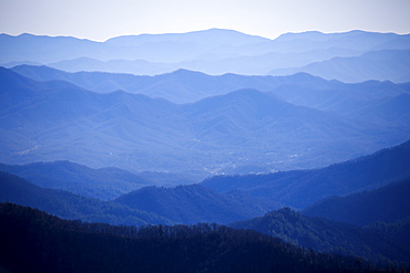 USA, Tennessee, Nashville, Great Smoky Mountains National Park, Mountain range in fog