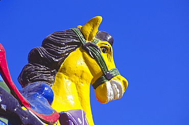 Mexico, Carousel painted horse used as building decor
