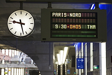 Belgium, Antwerpen, Arrival-departure board in train station