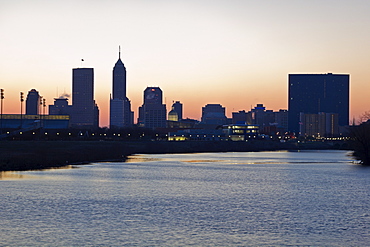 USA, Indiana, Indianapolis, Skyline with State Capitol Building