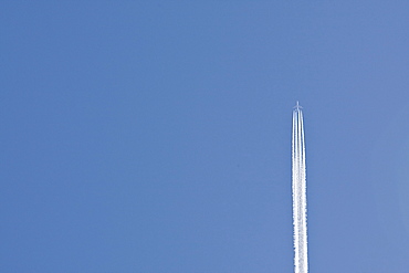 Spain, Costa Blanca, Airplane on clear sky