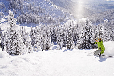 USA, Montana, Whitefish, skier on slope