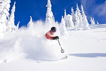 USA, Montana, Whitefish, skier on slope