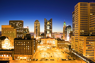 USA, Ohio, Columbus, Downtown illuminated at night