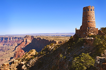 USA, Arizona, Grand Canyon, The Watchtower and desert view