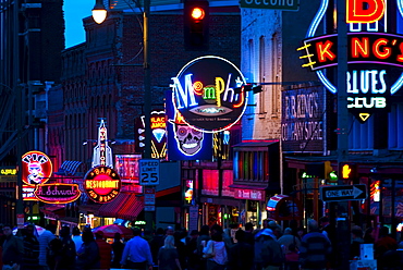 Illuminated signs on Beale Street in Memphis