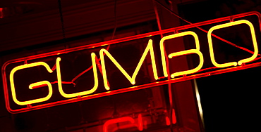 Illuminated Gumbo sign on Beale Street in Memphis