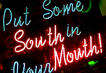 Illuminated sign on Beale Street in Memphis