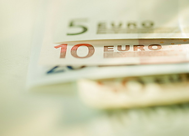 Close up of paper euros