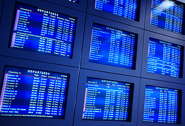 Airport arrival and departure information monitors