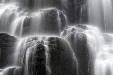 Close-up of rocky waterfall, Fairy Falls, Oregon