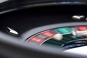 Close up of spinning roulette table