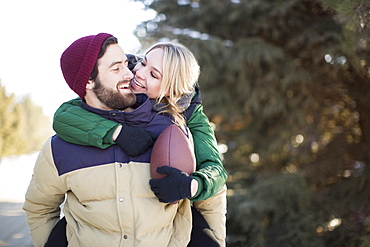 Couple embracing outdoors, Salt Lake City, Utah