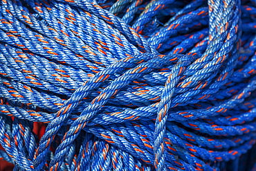 A bundle of blue nylon rope, Charleston Marina, OR