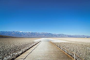 Wooden pier on desert, Death Valley California