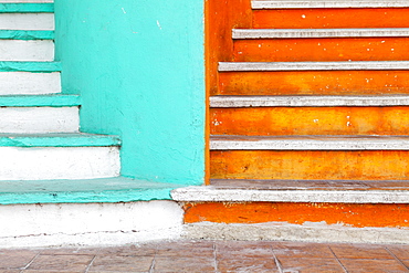 Mexico, Quintana Roo, Yucatan Peninsula, Isla Mujeres, Colorful steps, Mexico, Quintana Roo, Yucatan Peninsula, Isla Mujeres