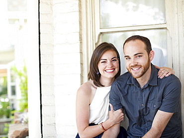 Happy young couple together, USA, Utah, Salt Lake