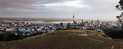 Sunrise over city, New Zealand, Auckland 