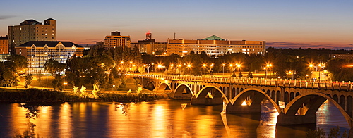 University Bridge on South Saskatchewan River at dusk, Canada