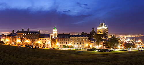 Panoramic view of old city at dusk, Canada