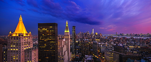 Cityscape at dusk, USA, New York State, New York City