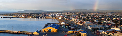 Cityscape with rainbow, Chile, Punta Arenas 