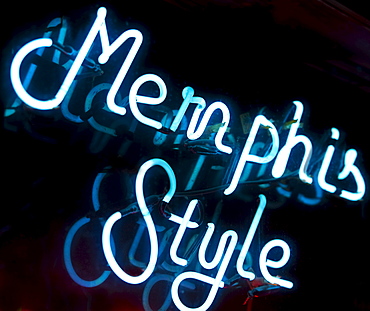 Illuminated Memphis Style sign on Beale Street in Memphis