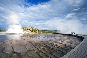 Erupting Grand Prismatic geyser, USA, Montana