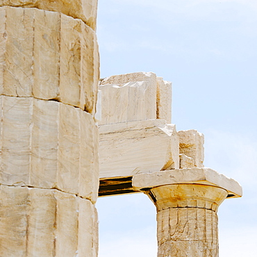 Greece, Athens, Acropolis, Doric columns of Propylaea