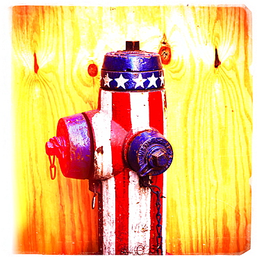 Fire hydrant with American flag pattern