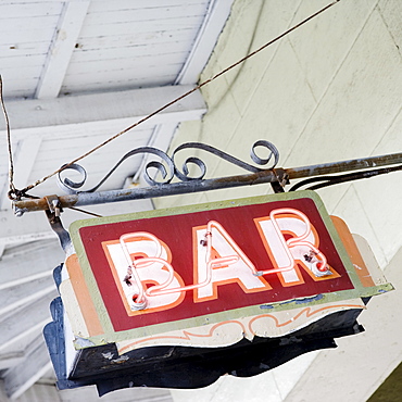 Close up of bar sign, French Quarter, New Orleans, Louisiana, United States